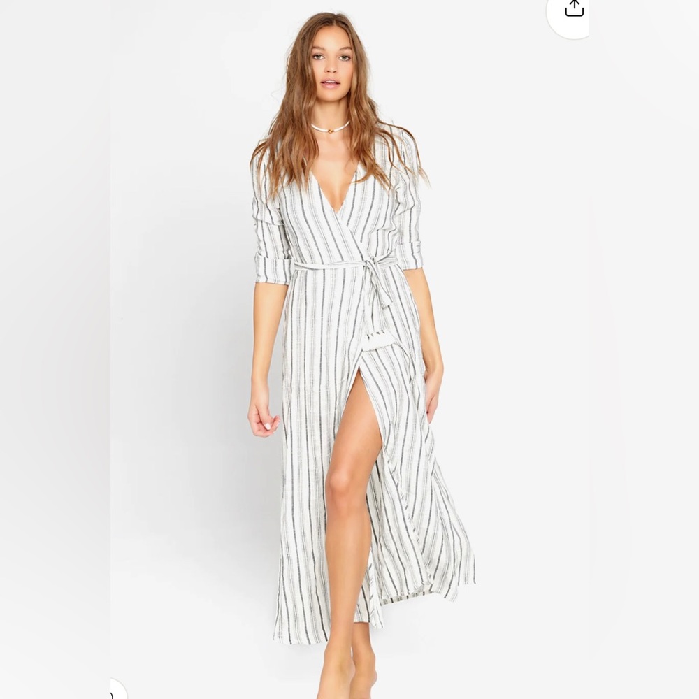 NWT L Space Tybee Dress!  Striped front wrapped long dress with folded sleeves!